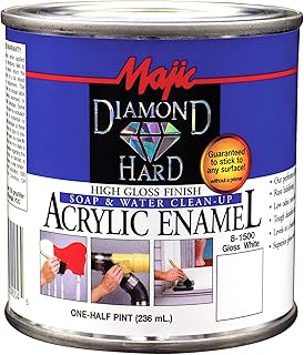 Majic Paints 8-1500-4 Diamond Hard Acrylic Enamel High Gloss Paint, Half Pint/8-Ounce, Gloss White