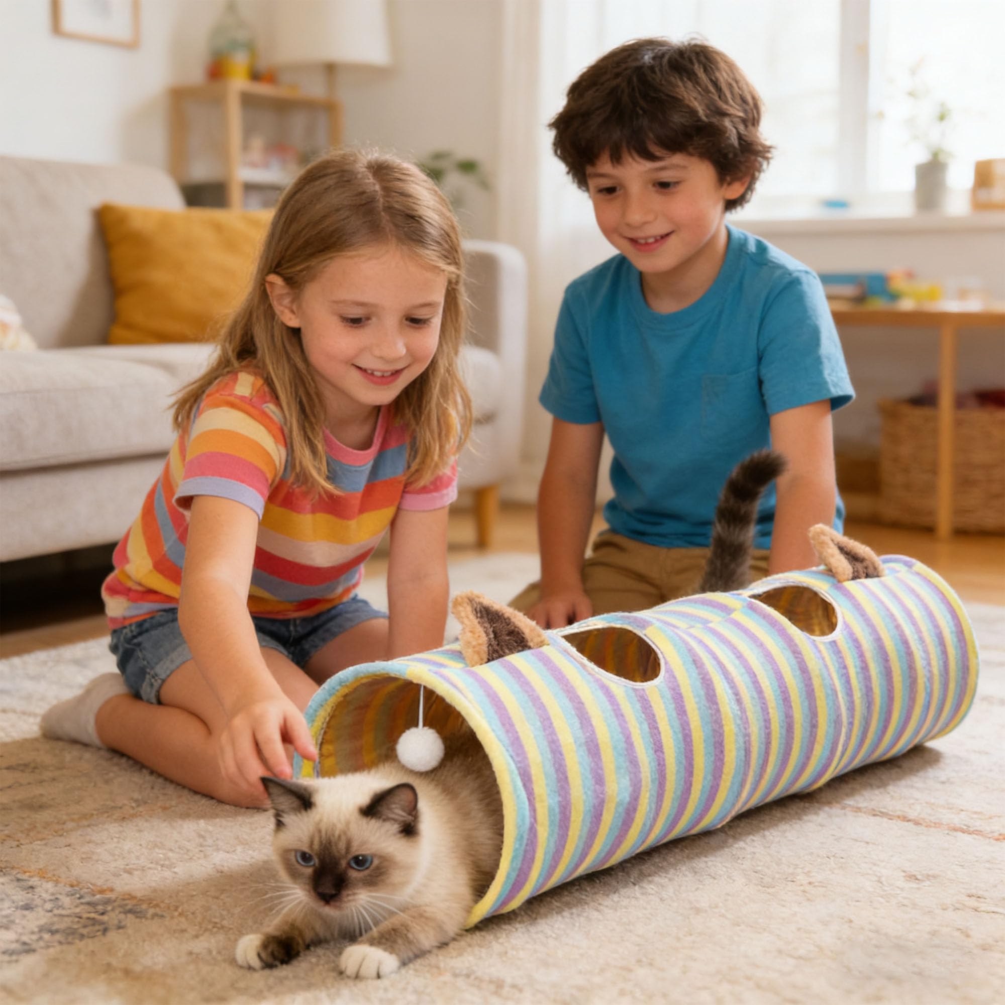 Túnel de Juguete para Gatos, Viene con Papel Sonajero, Apto para Cachorros y Conejos, Uso en Interior y Exterior (120cm)