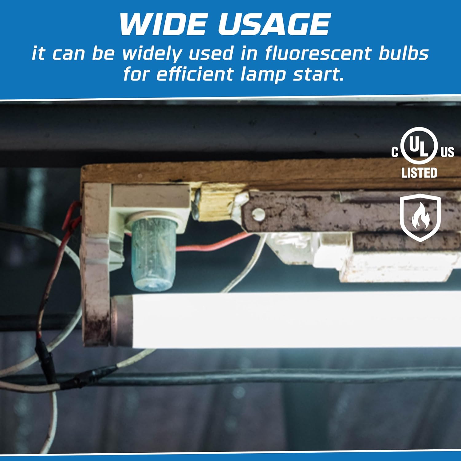 OHLECTRIC 6 Pack - Fluorescent Lamp Starter - Offers Flicker Free Start - Durable White Starter for Bulbs - FS-4 Rohs Compliance - Lamp Parts and Accessories - Ideal for 30 and 40 Watts Lamps