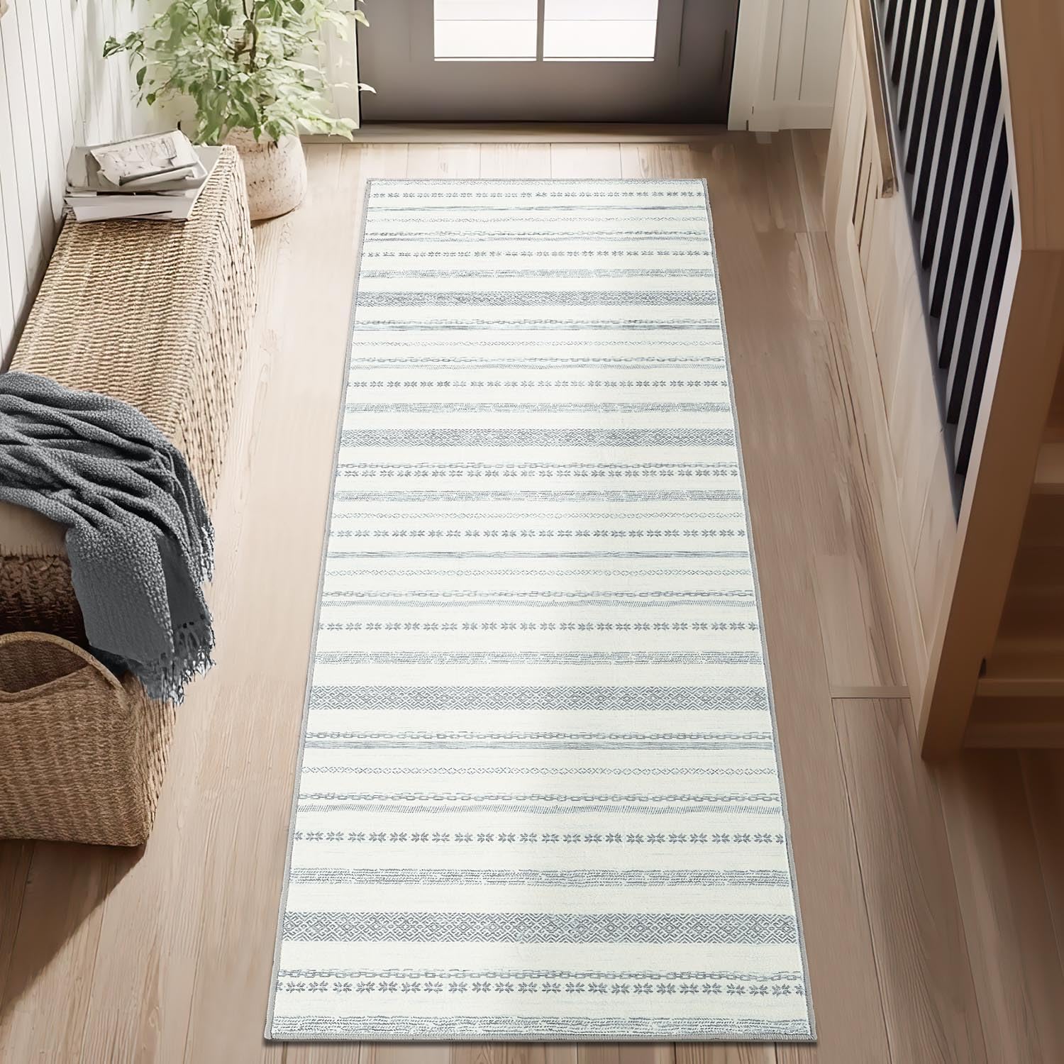 jinchan Moroccan Boho Runner Rug 2x5 - Machine Washable Non-Slip Low-Pile Soft Bohemian Runner Rug for Entryway Hallway Kitchen Bedroom Laundry Room (