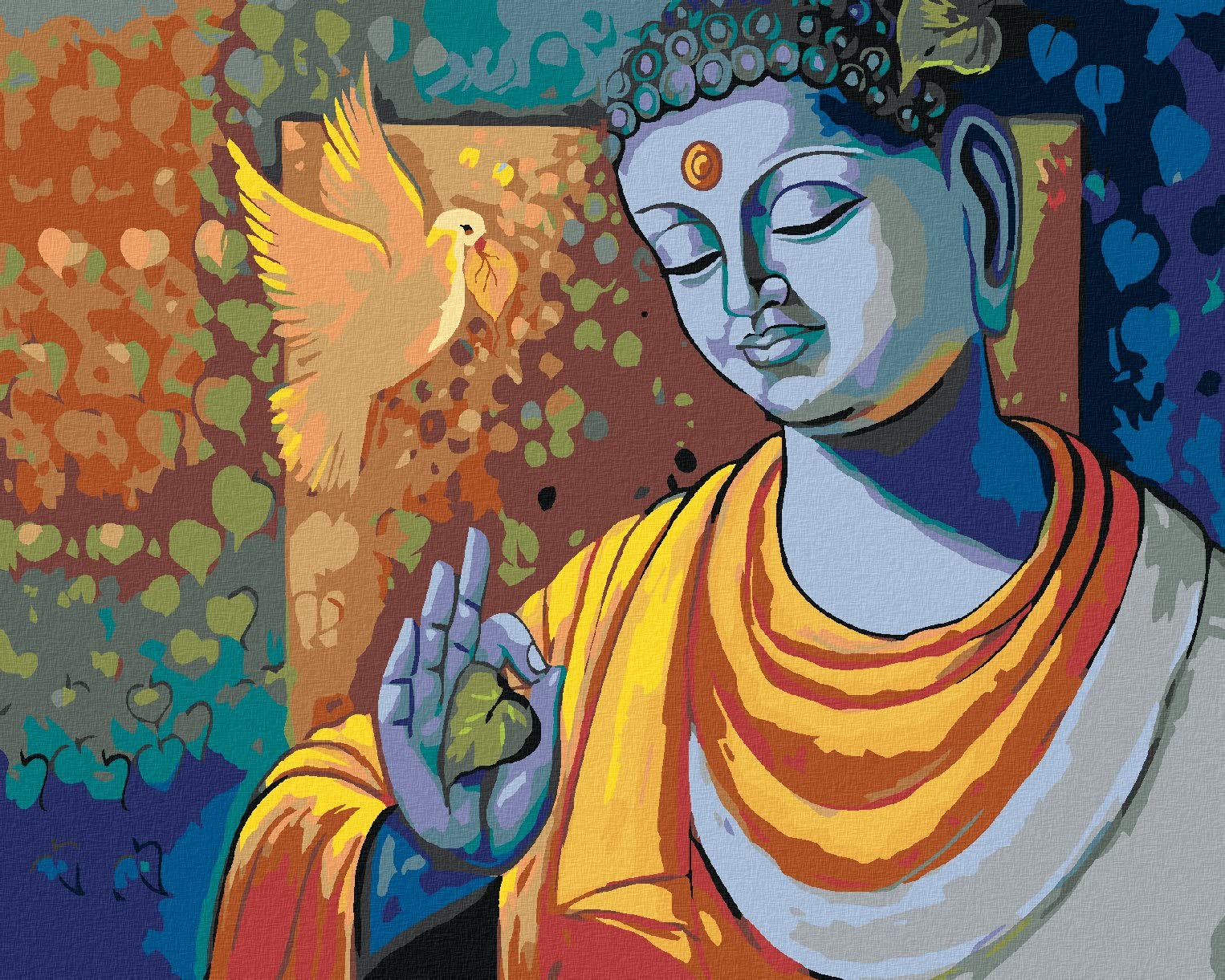 Malowanie według liczb - Budda i gołąb 40 x 50 cm z blejtramem (już napięty)