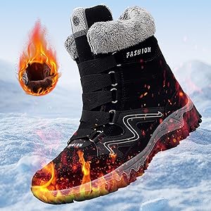 Generico Stivali Donna Invernali Bassi Casual, Stivaletti Nero Donna Antivento, Stivaletti con Calda Imbottitura, Snow Boots Gomma Doposci, Scarpe Donna Invernali Comoda, Scarponcino da Camminata