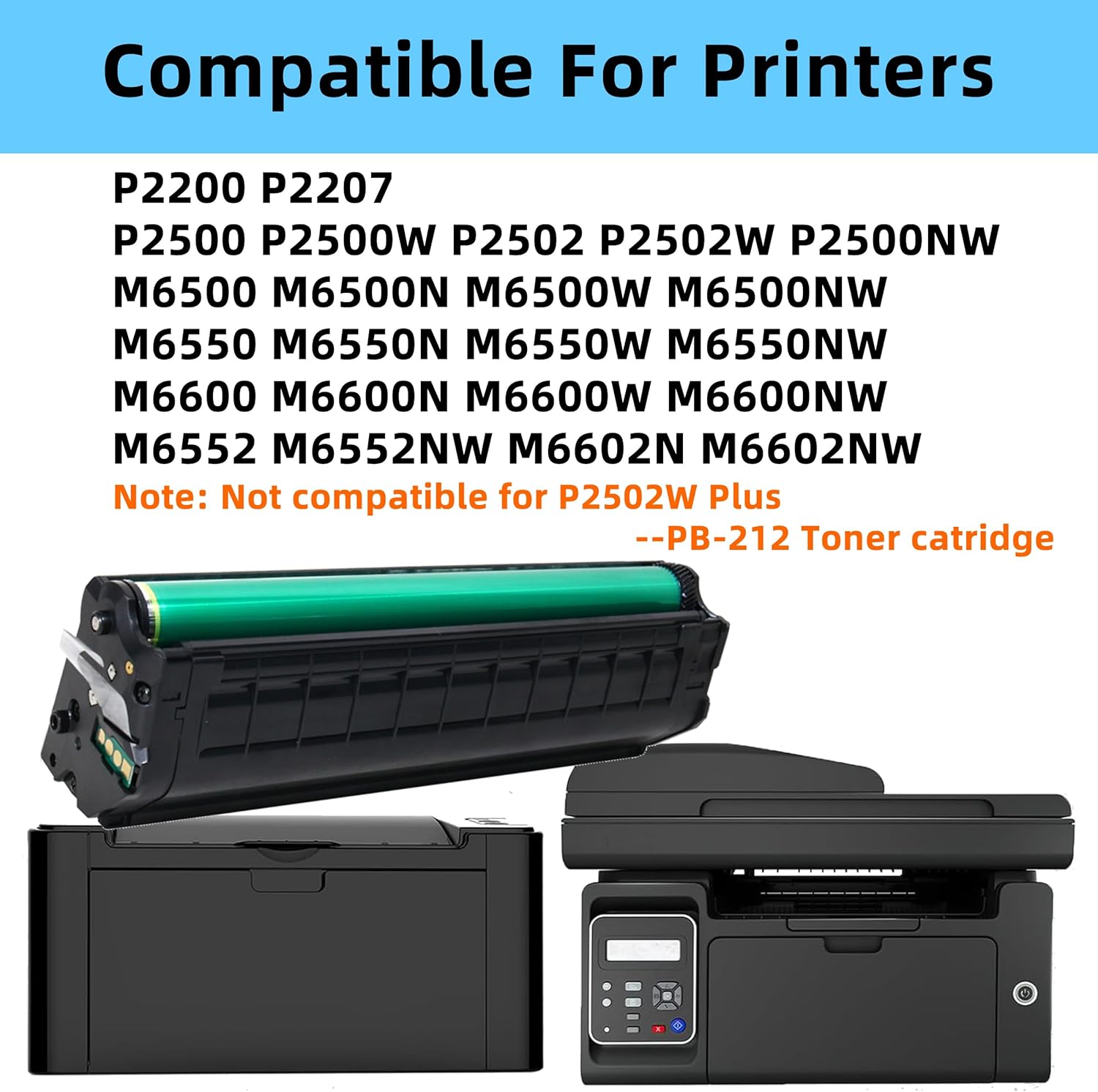 PB210 PB211 PB-210 PB-211 Black Toner Cartridge Compatible for Pantum PB-210E PB-210S PB-211E PB-211EV P2200 P2207 P2500 P2502 M6500 M6550 M6552 M6600 M6602 Printer (PB210 Toner-1600Pages)