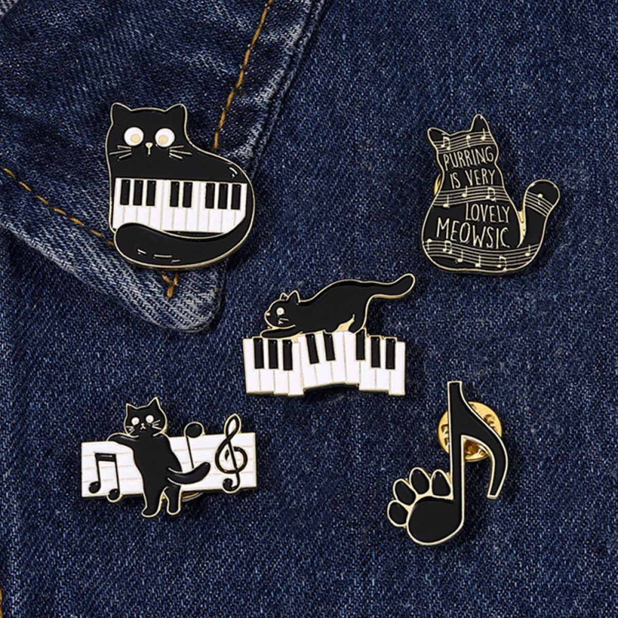 Spilla Con Nota Musicale Di Gatto A Tema Penna Spilla Con Animali Perni Puntine Perno Zaini Spille Di Gatto Nero Spille Divertenti Adesivi Spillo Black Lega