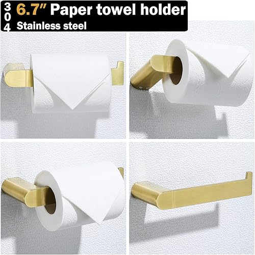 Miniatura 4 de RANDOM Portarrollos de papel higiénico de oro cepillado, accesorios de hardware de baño SUS 304 de acero inoxidable moderno soporte de rollo de
