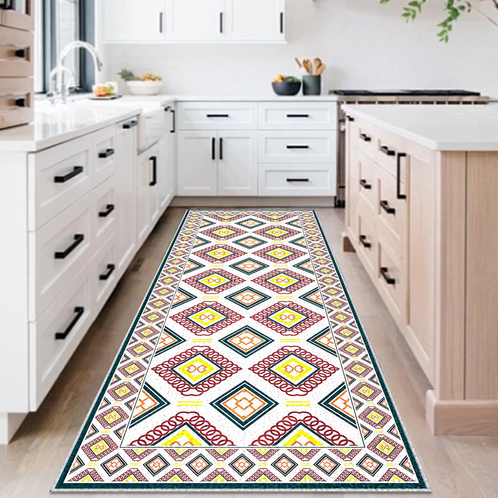 chodnik do korytarza, 70 x 450 cm, antypoślizgowy dywanik do korytarza, długi mata kuchenna, nadaje się do prania, dywan do korytarza, kuchni, z krótkim włosiem, dywanik nocny, dywanik wejściowy, mata