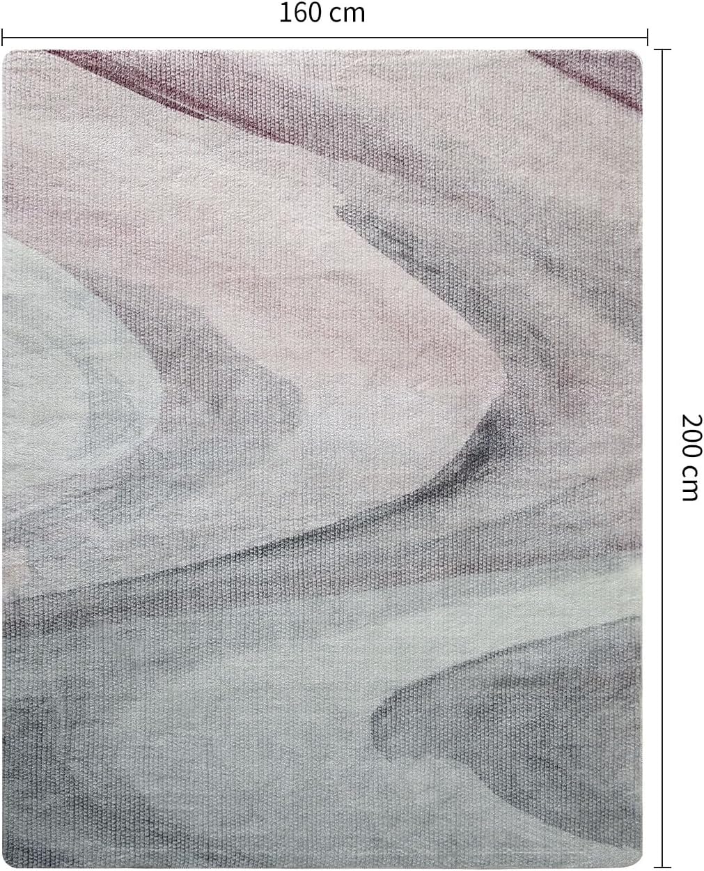 Modern Rug for Living Room, Bedroom & Corridor - Soft, Non-Slip, Washable Abstract Carpet (Grey/Pink, 5' 3" x 6' 6")
