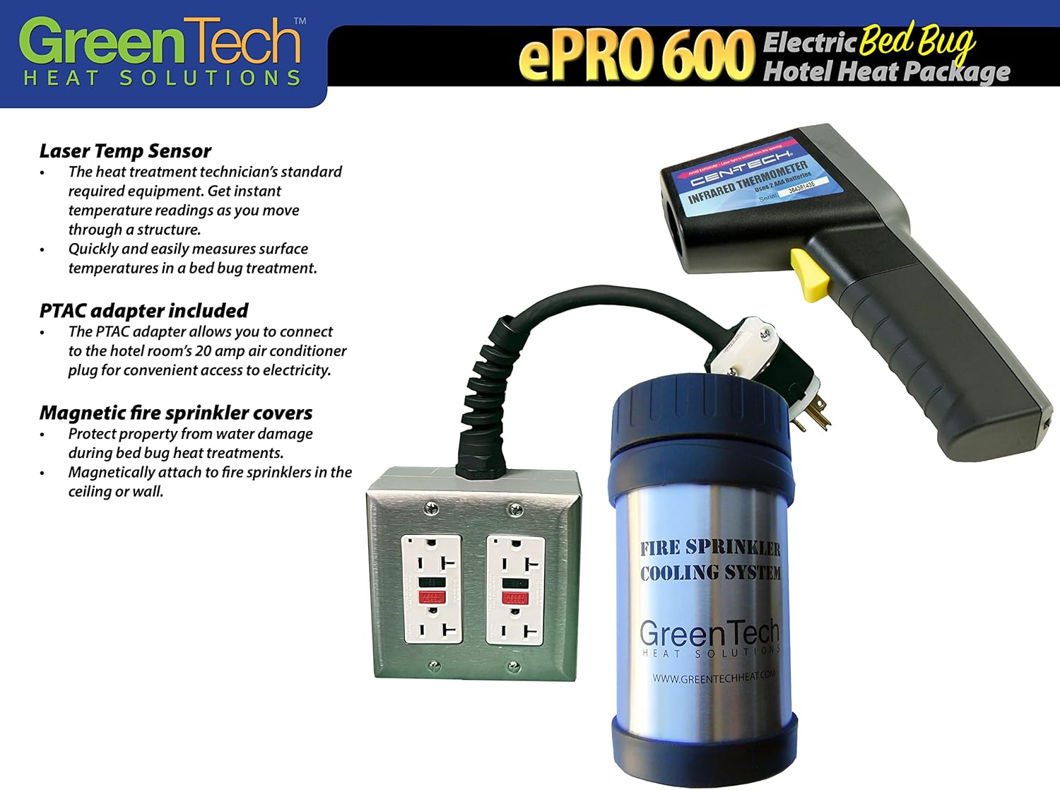 Hotel Portable Electric Bed Bug Sanitation Heater | Professional-Grade | Heat Treatment System and Equipment | Get Rid of Bugs | 26,212 BTU | ePro 600 PTAC Hotel Bundle Package for 600 Sq Foot Room