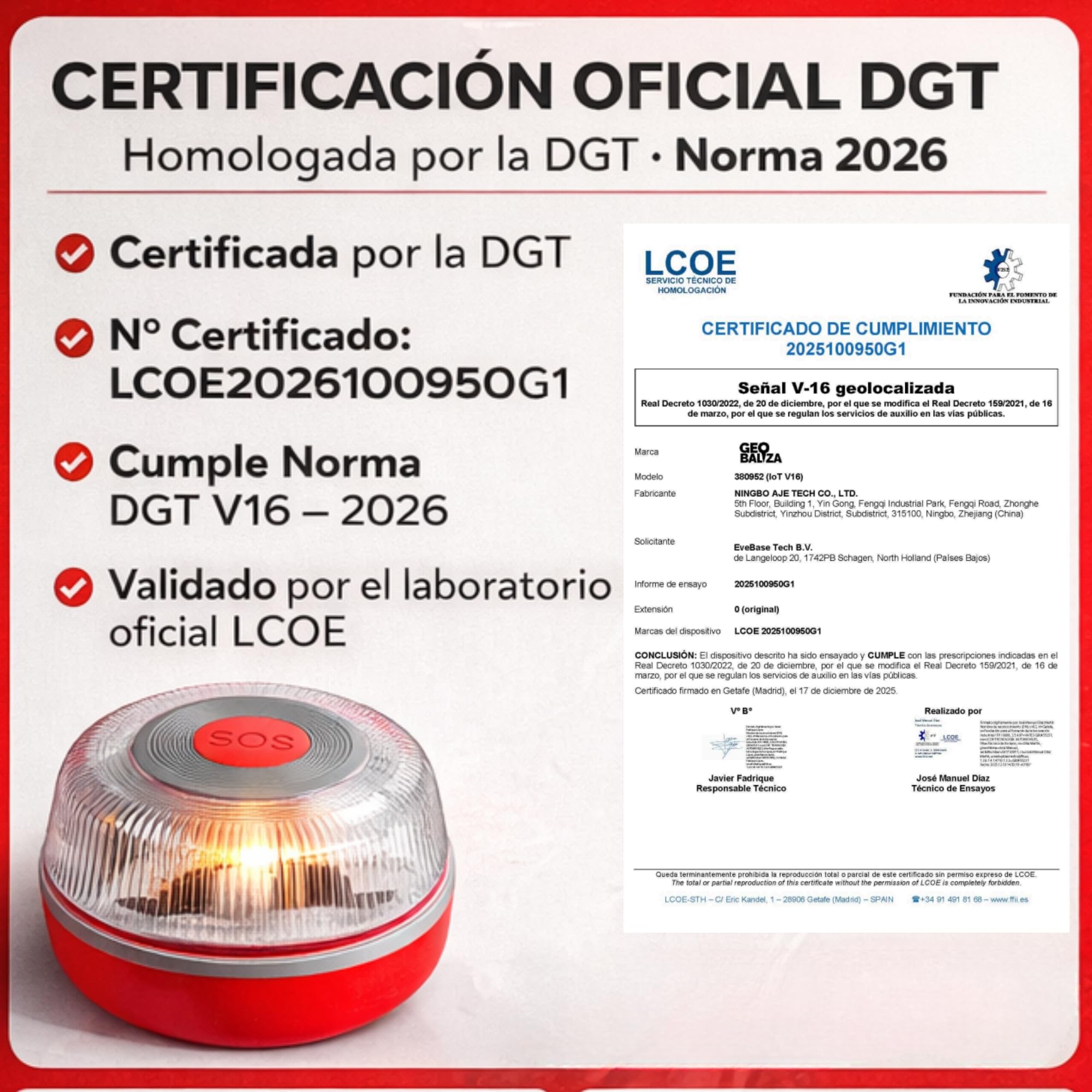 Geobaliza Baliza V16 Homologada DGT con Geolocalizador | Luz de Emergencia Coche Certificada DGT 3.0 | 12 Años Conectividad - V16 Homologada 2026 — view 3