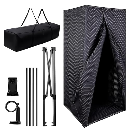Portable Vocal Booth, Echo-Free Recording Home Recording Studio Booth, Foldable Recording Booth Sound Shield with Travel Bag, for Music, Game, Podcasts, Black