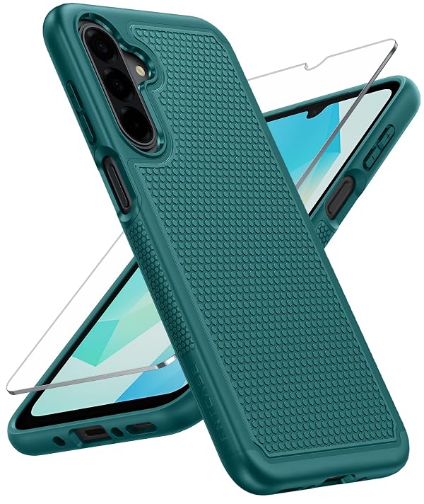 FNTCASE for Galaxy A17/A16 5G Phone Case - Samsung A17 Military Grade Drop Protection, 14ft Drop Tested, Screen Protector Included, Anti-Slip Matte Textured, TPU+PC Dual Layer Shockproof Cover (Green) by FNTCASE - Used condition - US$6.18