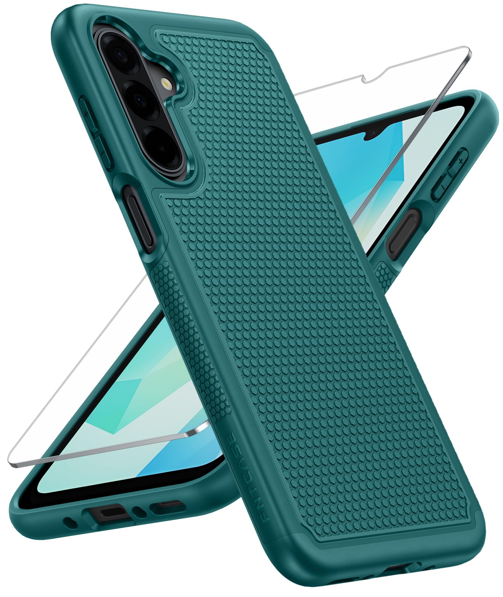 FNTCASE for Galaxy A17/A16 5G Phone Case: Dual Layer Samsung A17 5G Cover | Non Slip Matte Textured Protective Cases With Screen Protector, Military Grade Shockproof Drop Protection, Daily Use, Green