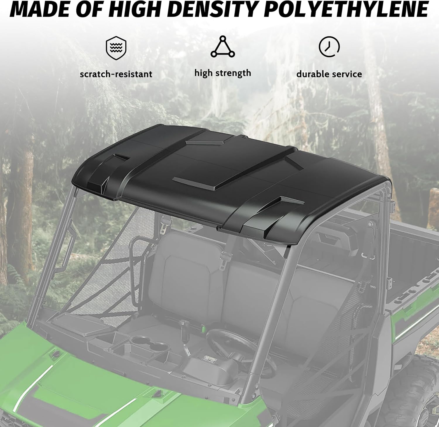 SAUTVS Sport Roof for Ranger XP 1000 900, Dustproof Resistant Hard Coat Poly Lock & Ride 2-Piece Combination Roof for Polaris Ranger 1000 900 XP 3 Seater 2013-2024 Accessories(2PCS, 2882911)