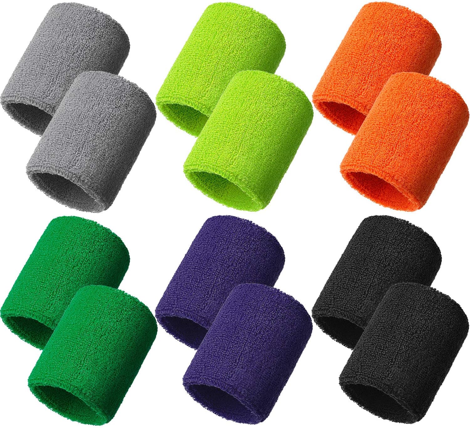 12 Pieces Sweatbands Sports Wristband Sweat Band for Men and Women, Good for Tennis, Basketball, Running, Gym, Working Out