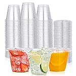 200 PACK 9 oz Clear Plastic Cups with Flat Lids