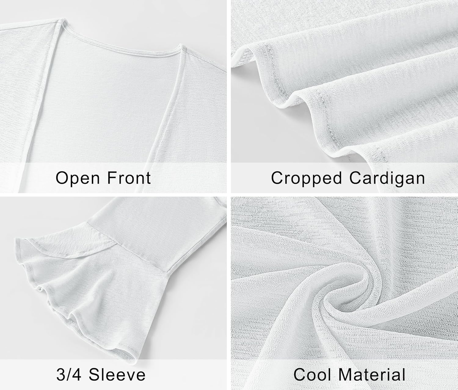 LOMON 3/4 Sleeve Cropped Cardigan for Women Lightweight Open Front Bolero Shrug for Dresses - Image 5