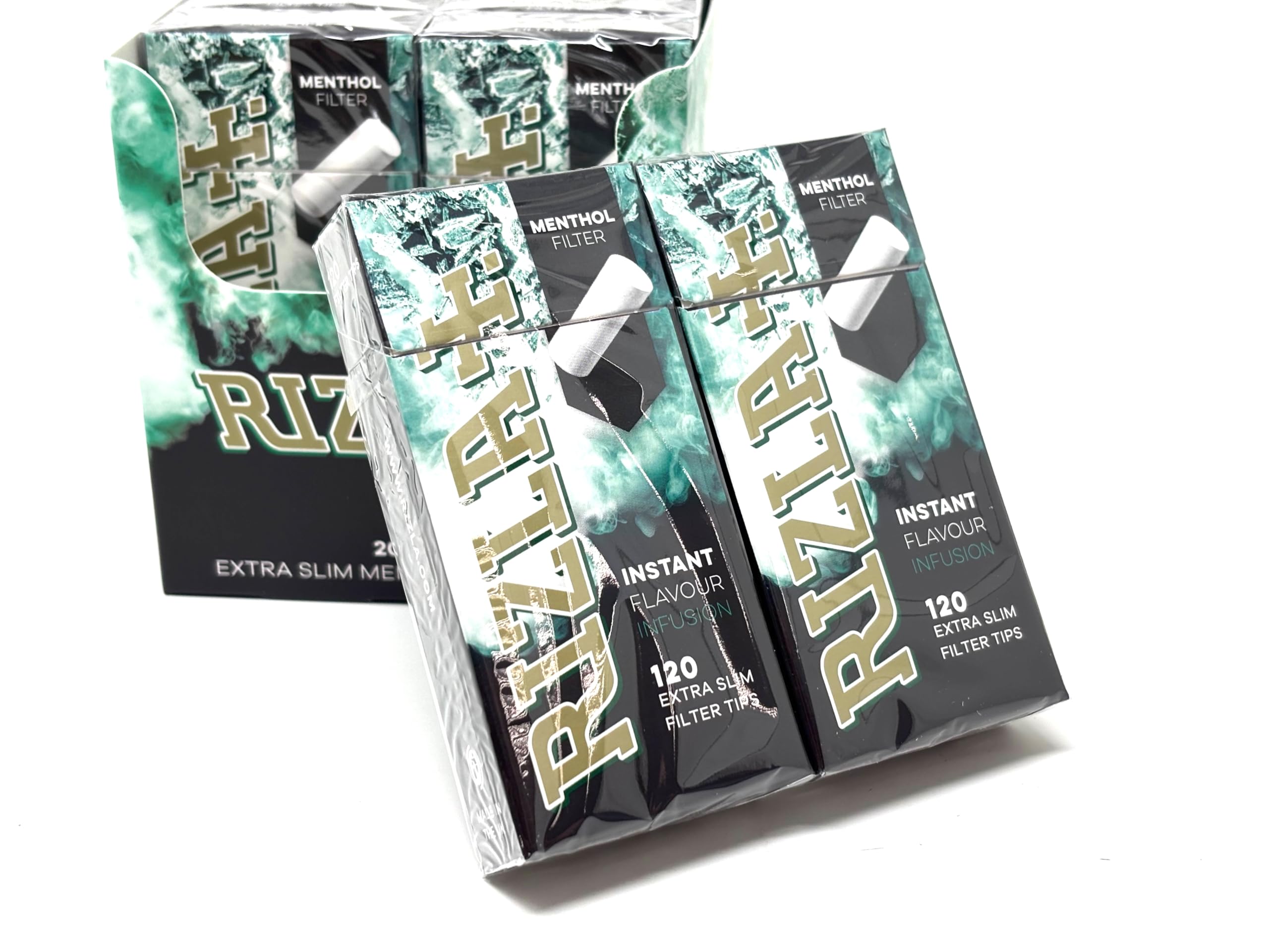 Rizla Menthol Extra Slim Filter Tips, Full Box of 20 Total 2400 Tips