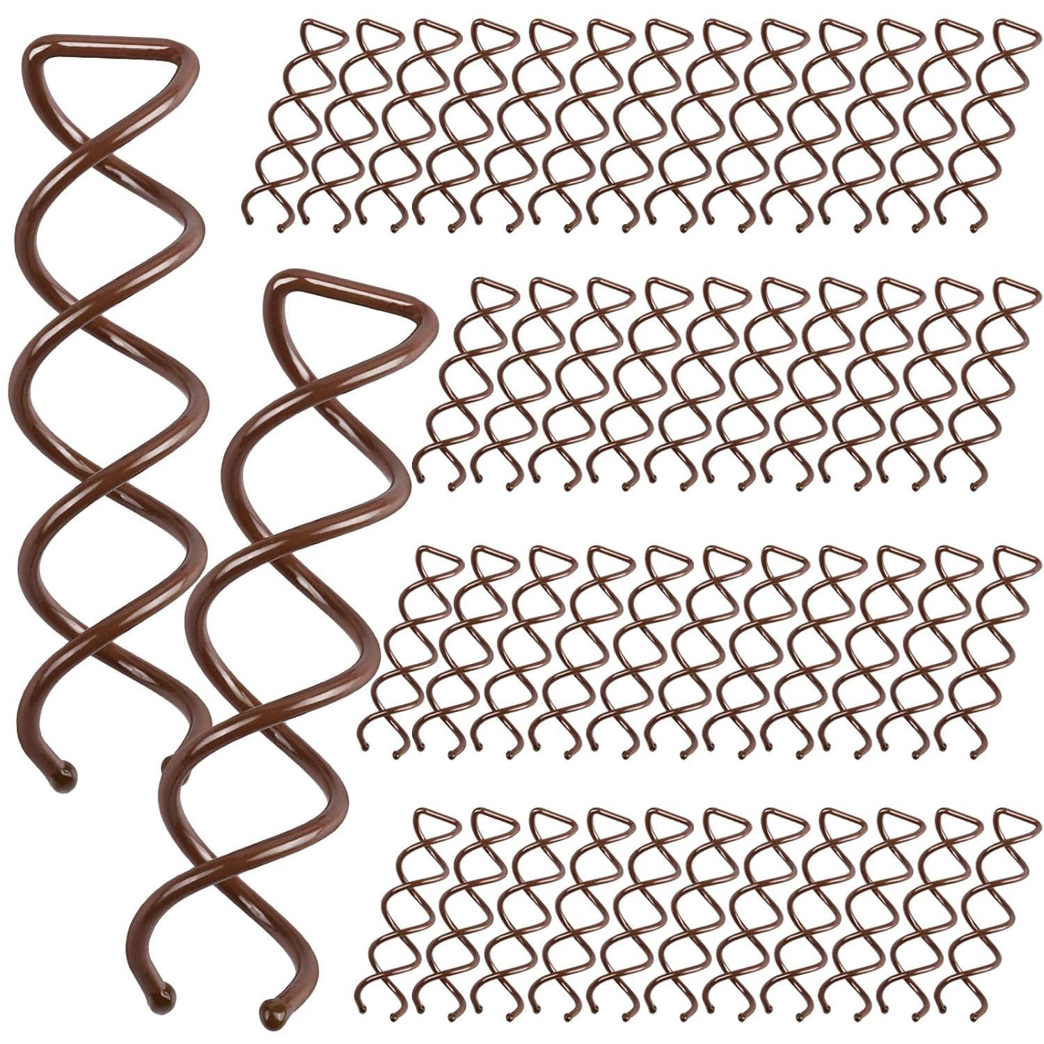 FANDAMEI 50 Pack Brown Spiral Hair Pins - Strong Grip Spin Bobby Pins for Secure Buns, Updos & Twists, All Hair Types, Non-Scratch for Women, Girls & Kids