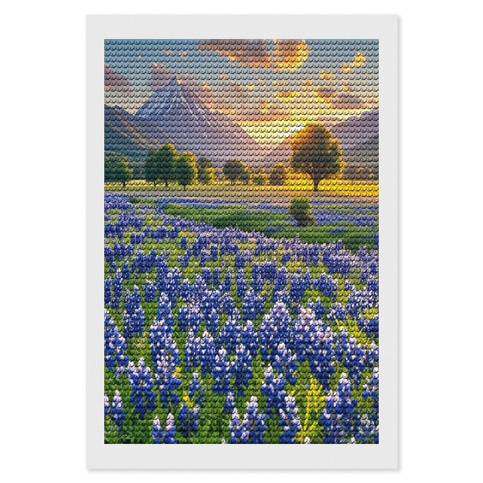FekiLoot Texas Bluebonnets Scenery Diamond Painting Kits for Adults Full Round Drill Diamond Art Kits for Beginners 5D DIY Diamond Dots Paintings Diamonds Pictures Gem Art Home Wall Decor 8"x12"