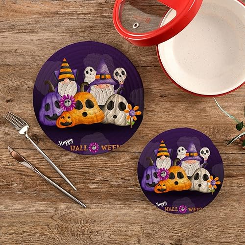 Miniatura 2 de Juego de 2 soportes para ollas de gnomo de Halloween, resistentes al calor, redondos, para cocina, olla caliente y sartén