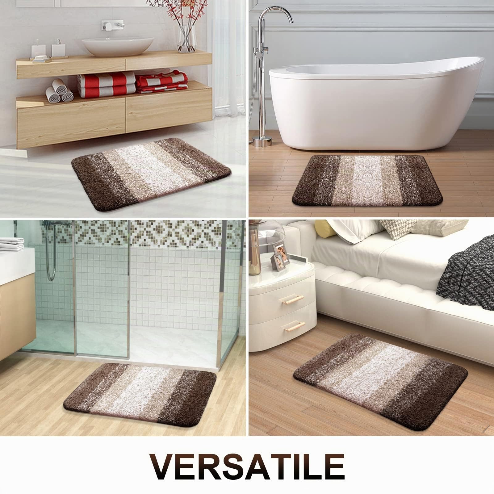 Homaxy Morbido tappetino da bagno 40 x 120 cm, tappetino da bagno antiscivolo lavabile tappetino da bagno a pelo lungo morbido tappetino in microfibra aspirante tappetino per doccia (marrone)