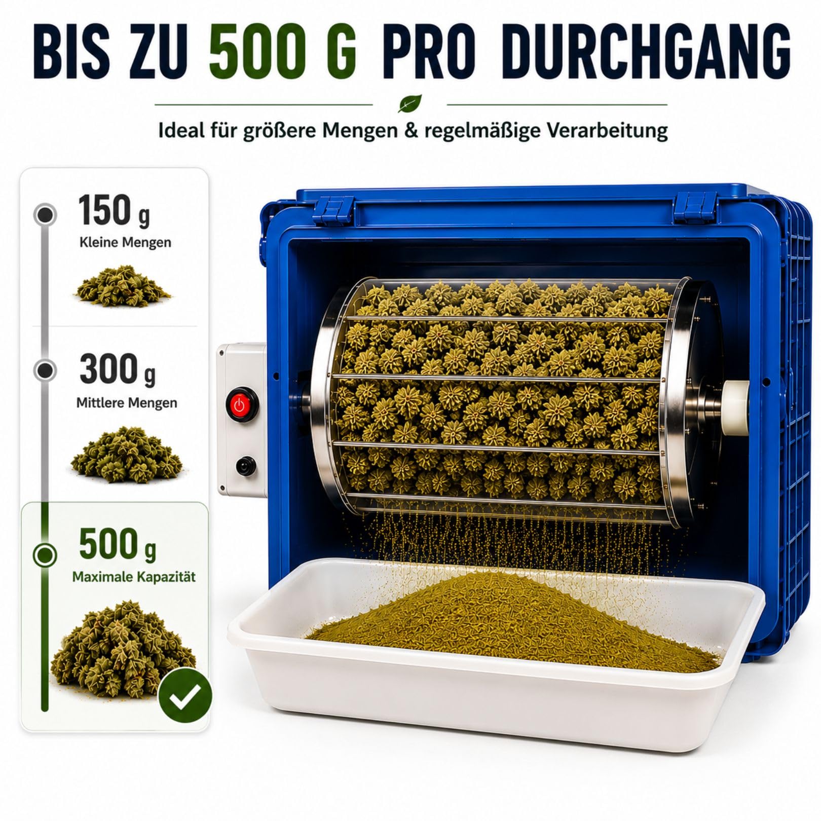Weedness Máquina de polen 500 gramos XL Set – Polm Shaker restos de cosecha secado procesamiento trituradora trituradora extractor de polen