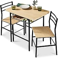 Vista 11 de Best Choice Products Juego de comedor moderno de 3 piezas, juego de comedor compacto para cocina, comedor, espacio pequeño con estructura de acero