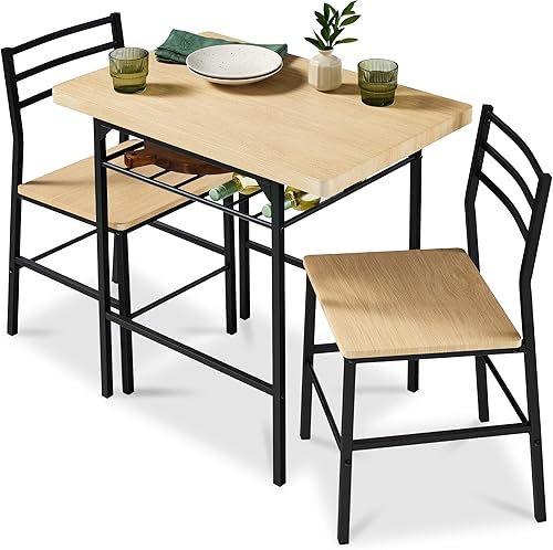 Miniatura 11 de Best Choice Products Juego de comedor moderno de 3 piezas, juego de comedor compacto para cocina, comedor, espacio pequeño con estructura de acero,