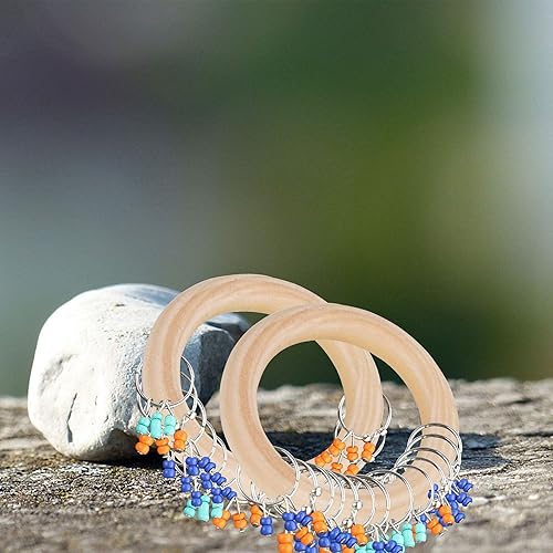 Miniatura 5 de 10 anillos de madera de macramé de 2.756 in2.7 pulgadas sin terminar, anillos de madera maciza grandes para manualidades, conectores colgantes para