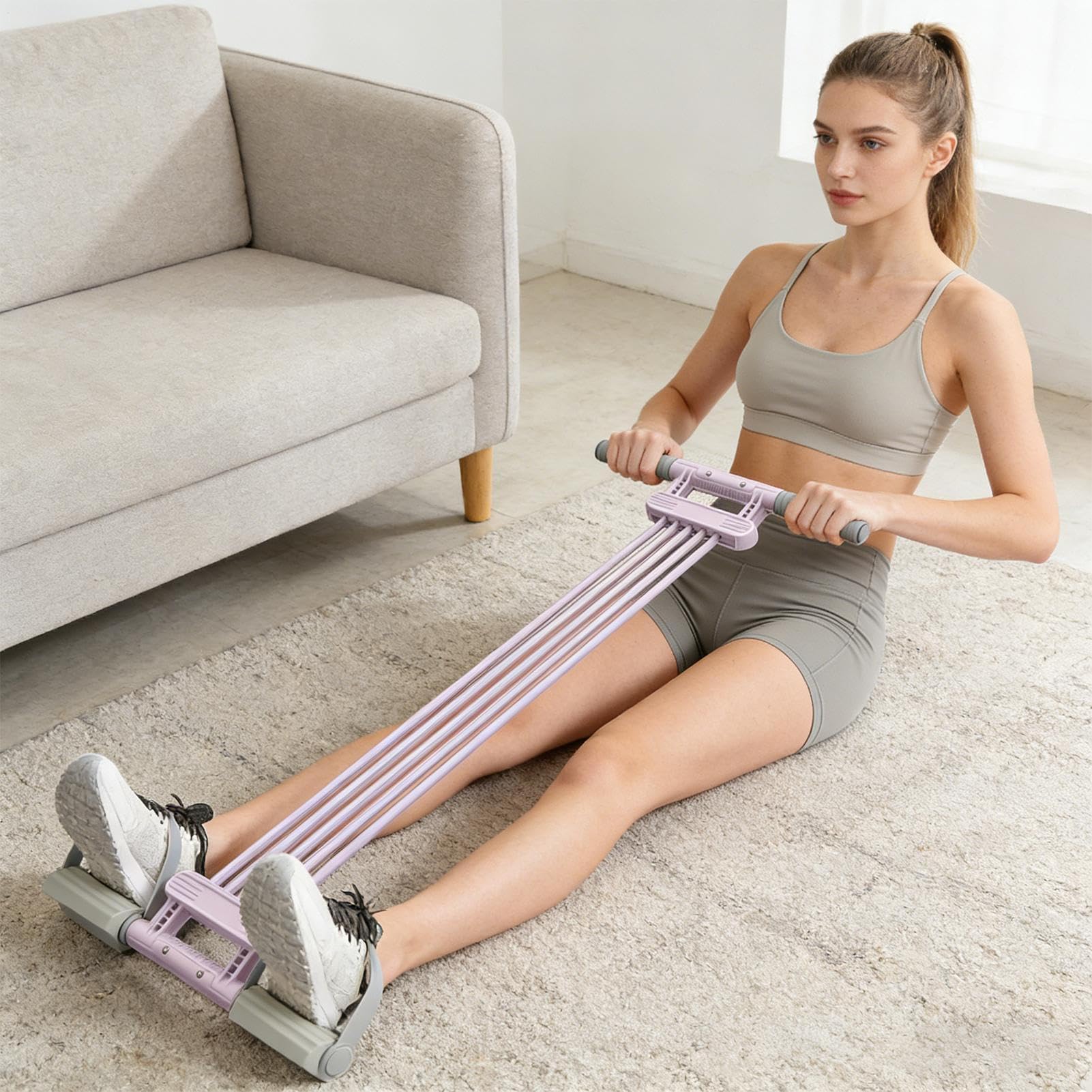 Banda resistenza multifunzione con pedale Fascia Elastica Regolabile | Attrezzatura per Yoga a Casa per Stretching, Potenziamento Muscolare, Gambe, Bracci