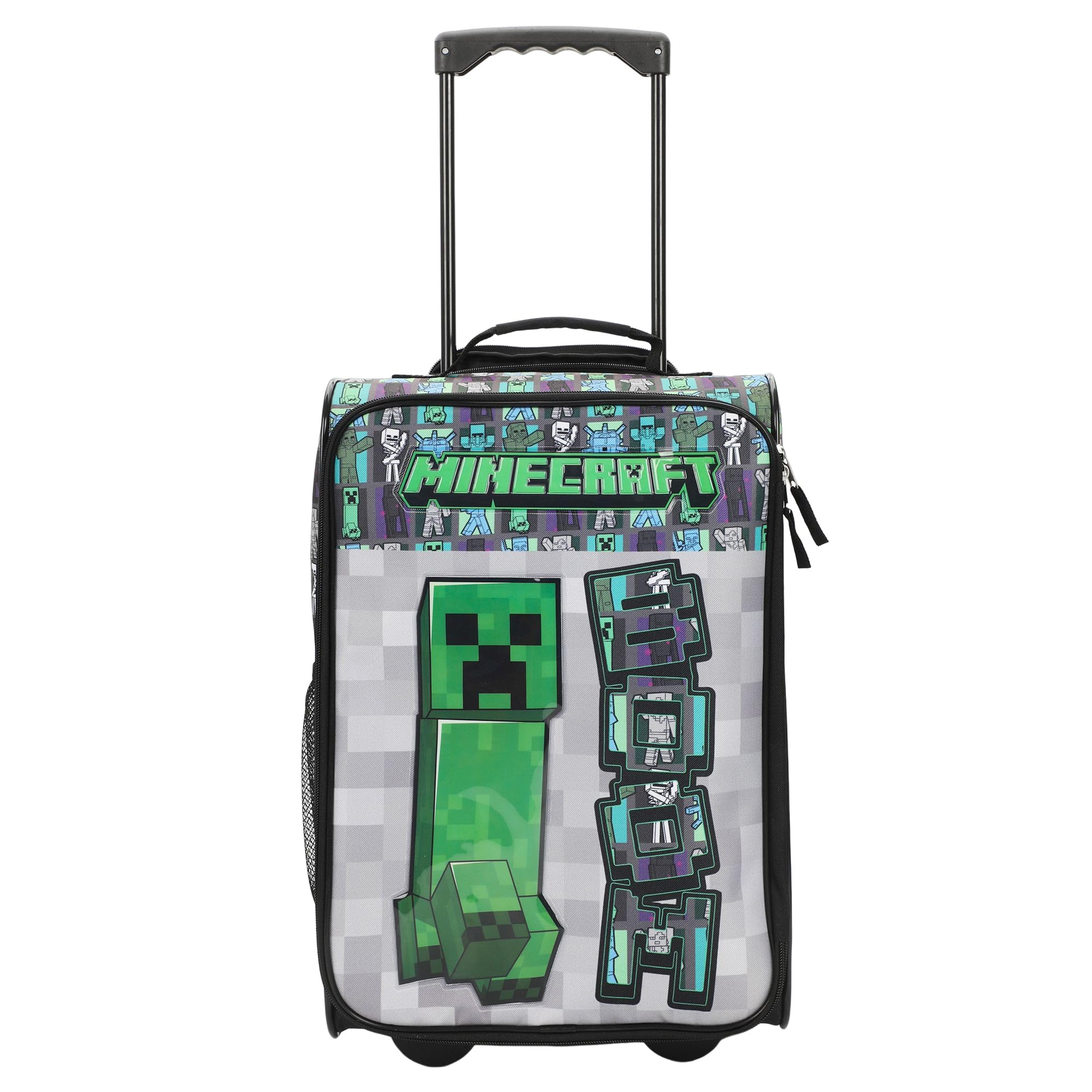 Bioworld Minecraft Creeper Youth 18 Soft Sided Roller Carry-On Travel Suitcase