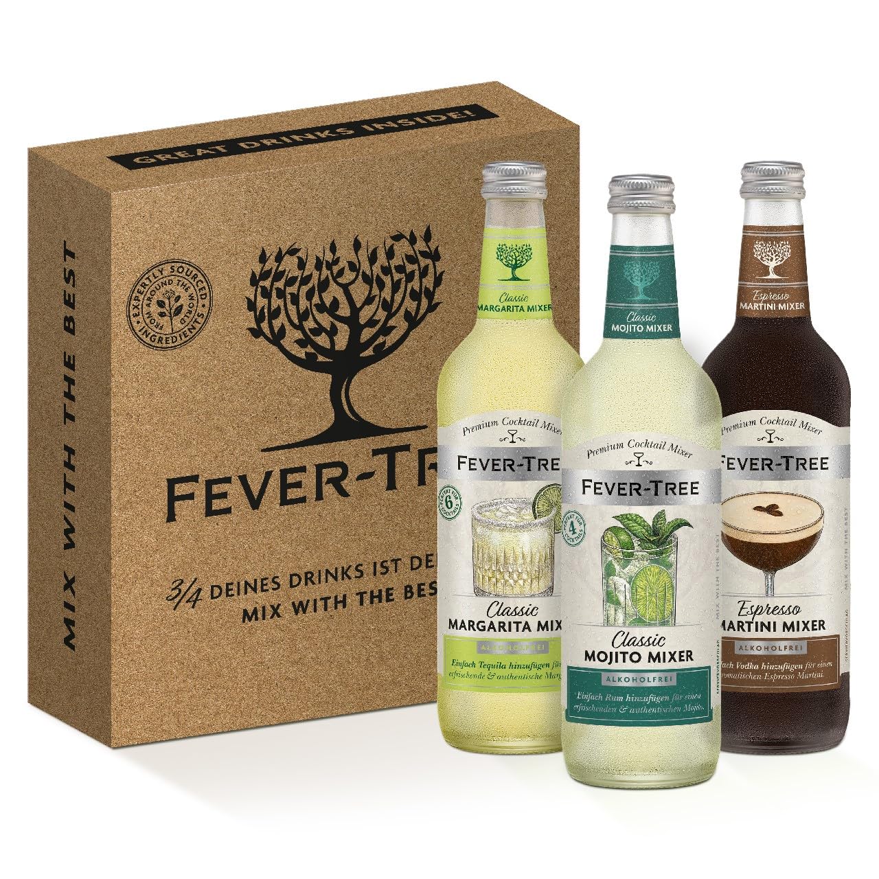 FEVER-TREE | Classic Mixer Set | Margarita, Mojito und Martini Mixer | Aromatisch, zitrusfrisch und spritzig | 3 x 500 ml