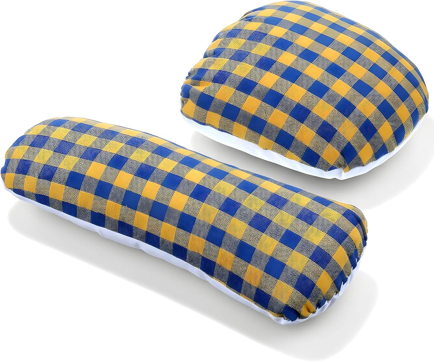 2 Pcs Tailors Ham and Seam Roll Set, Solid Linen and Doll Cotton Pressing Ham, Professional Tailor's Ham for Ironing, Darts, Collar, Long Seam, Blue and Yellow Plaid