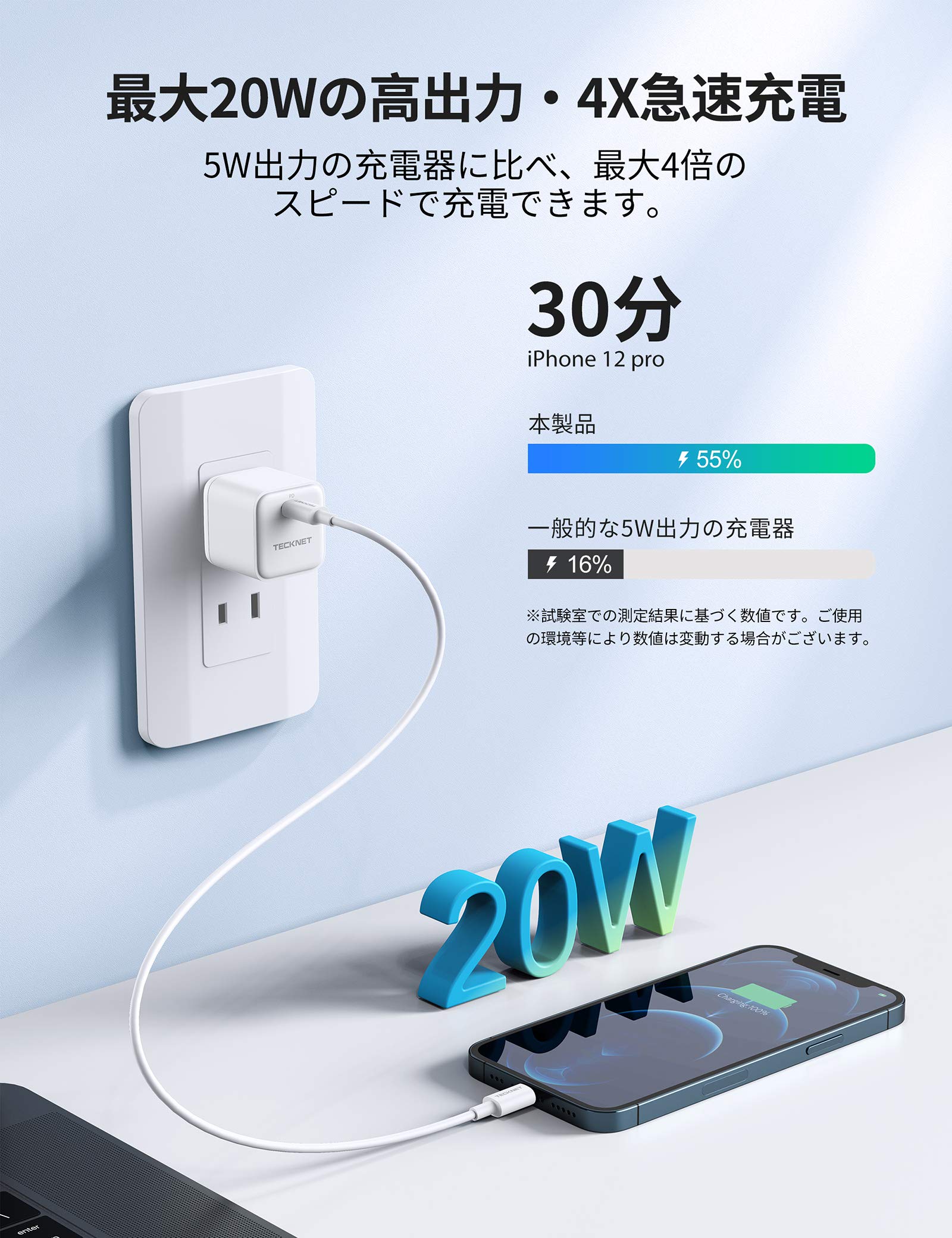 Amazon | TECKNET AC 充電器 iphone Type C アダプター/USB-C 超