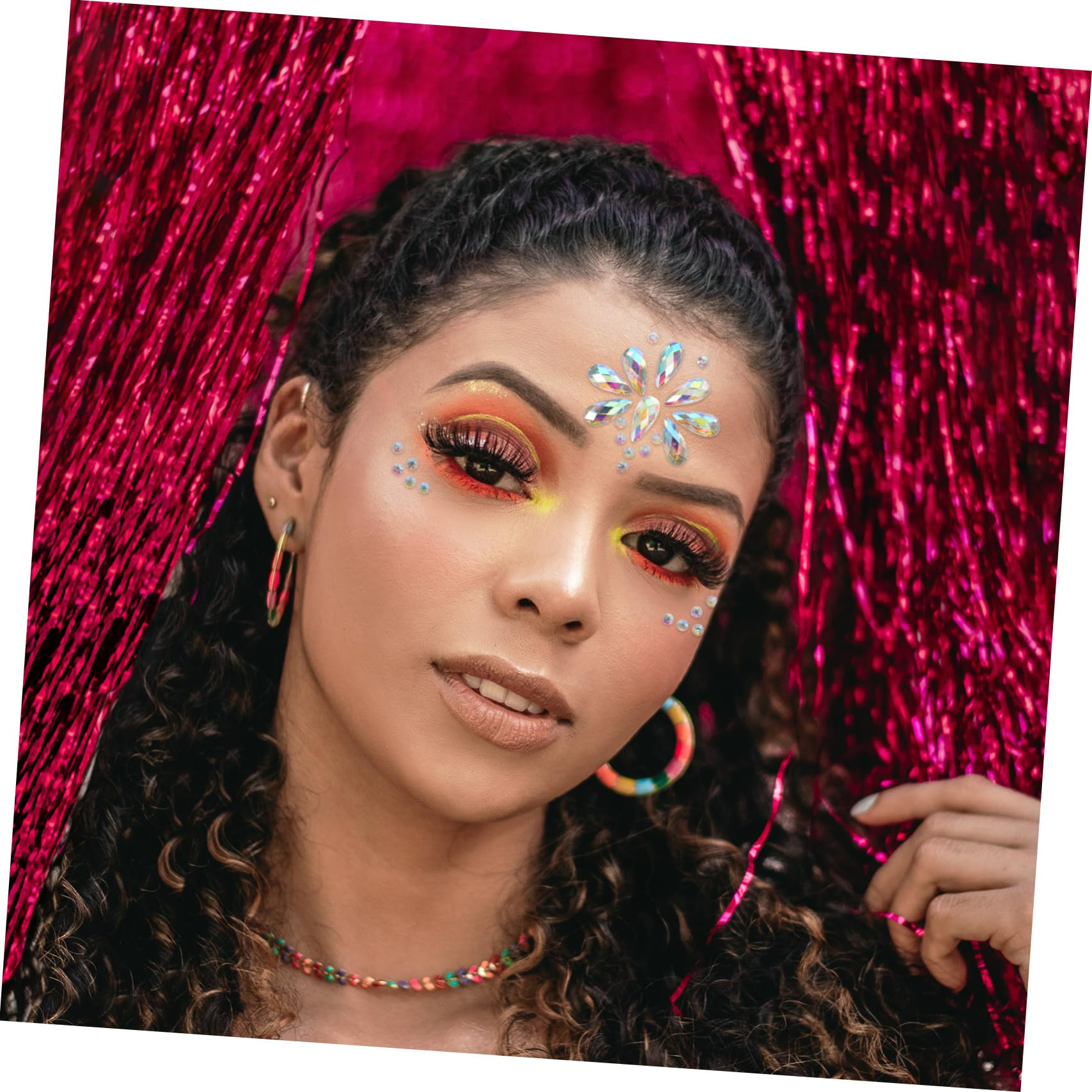 Healvian 35sets Adesivi Di Gemme Per Viso Decorazioni Strass Riutilizzabili Per Feste Halloween e Cosplay Colori Mix e Design Unico Facile Da Applicare e Rimuovere