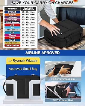 SZLX Vacuum Backpack Travel Bag with Pump Large Travel Backpack Cabin Size Ryanair for Women Men Easyjet Wizzair Underseat Hand Luggage Carry on Cabin Size Flight Rucksack Fit 14 Inch Laptop