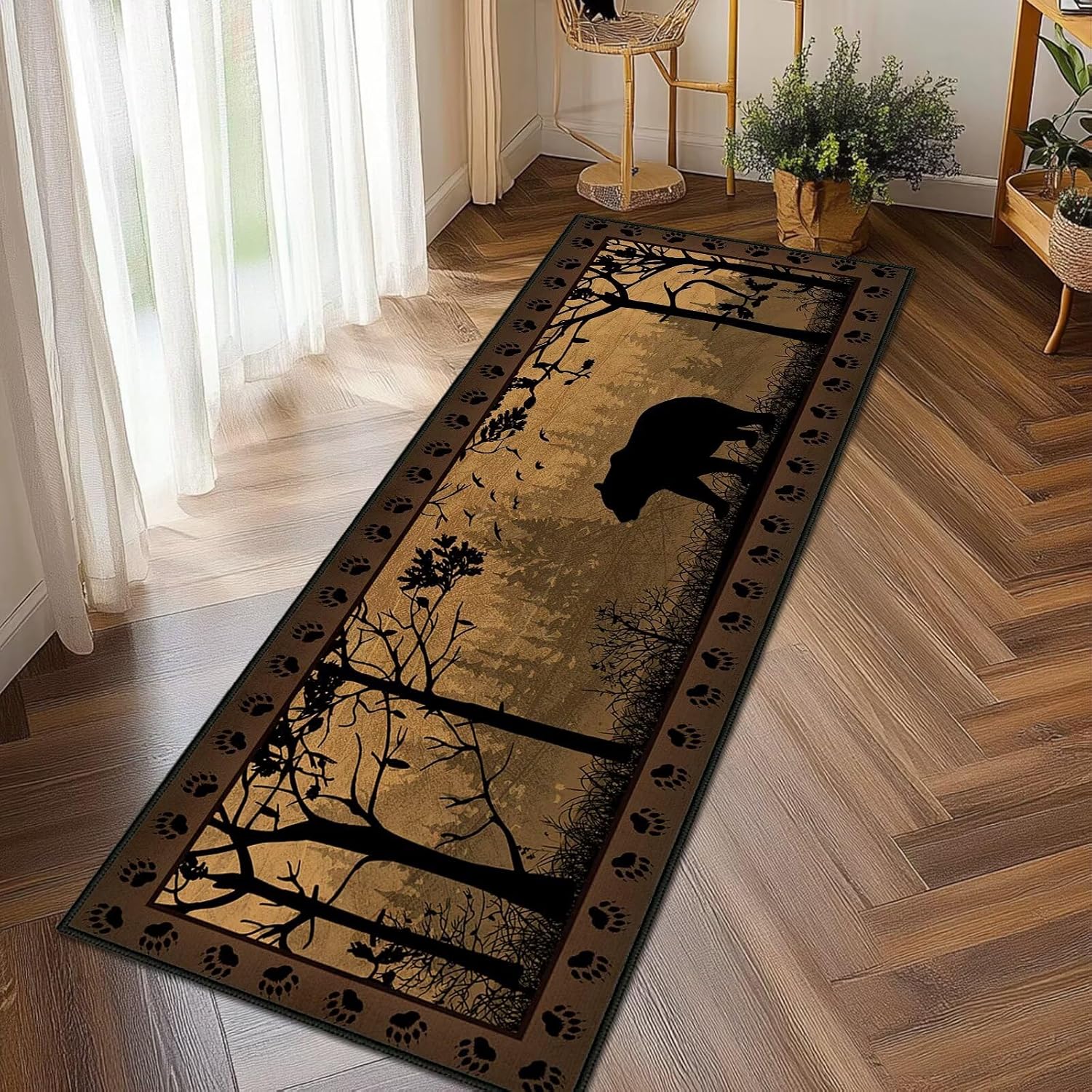 Amazon.com: Vintage Runner Rug 2x4 Rugs for Entryway,Bear Country Cabin ...