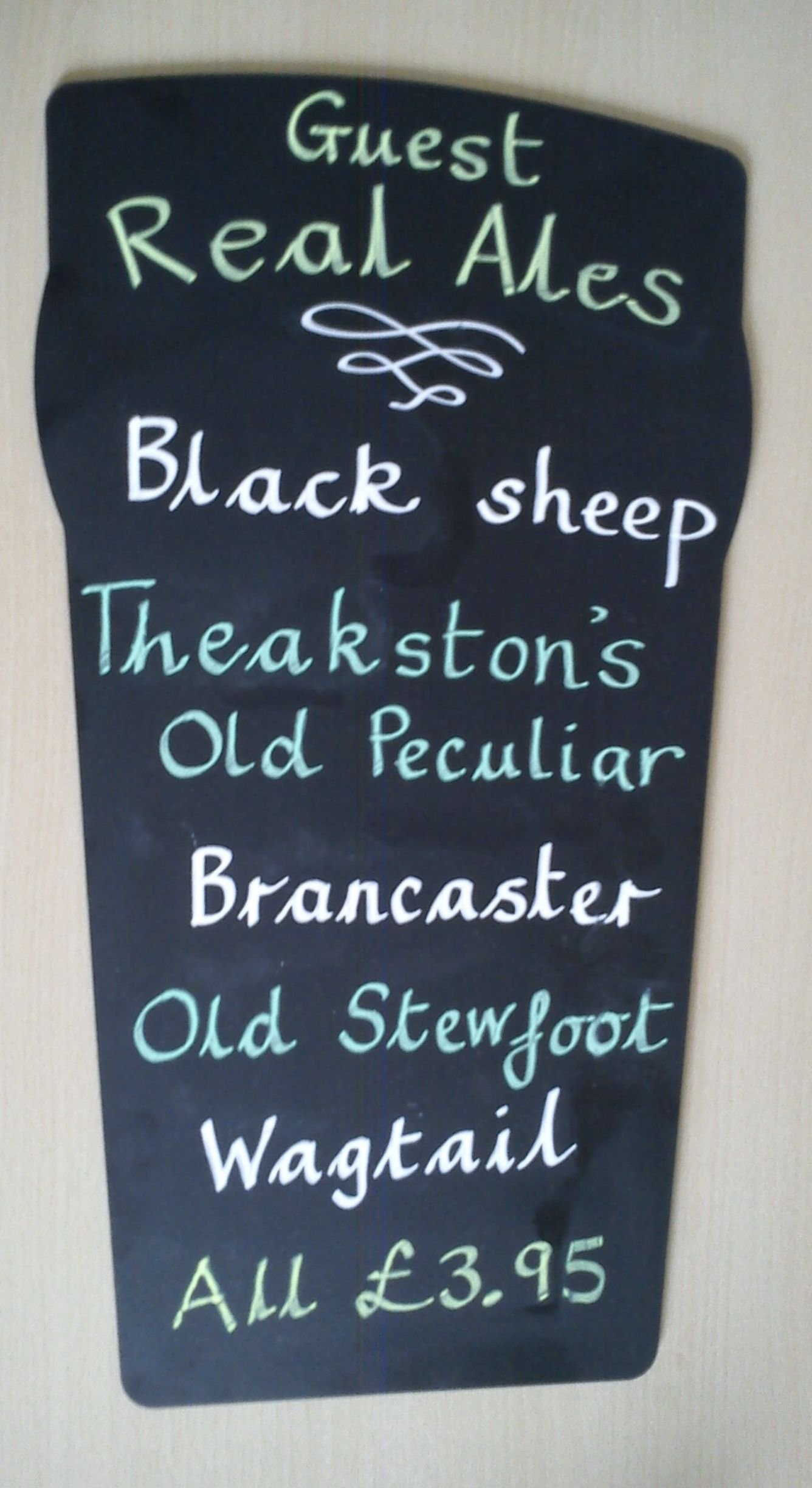 Large Pint Beer Glass Shaped Kitchen Chalk Board for Bar Top with Wooden Base