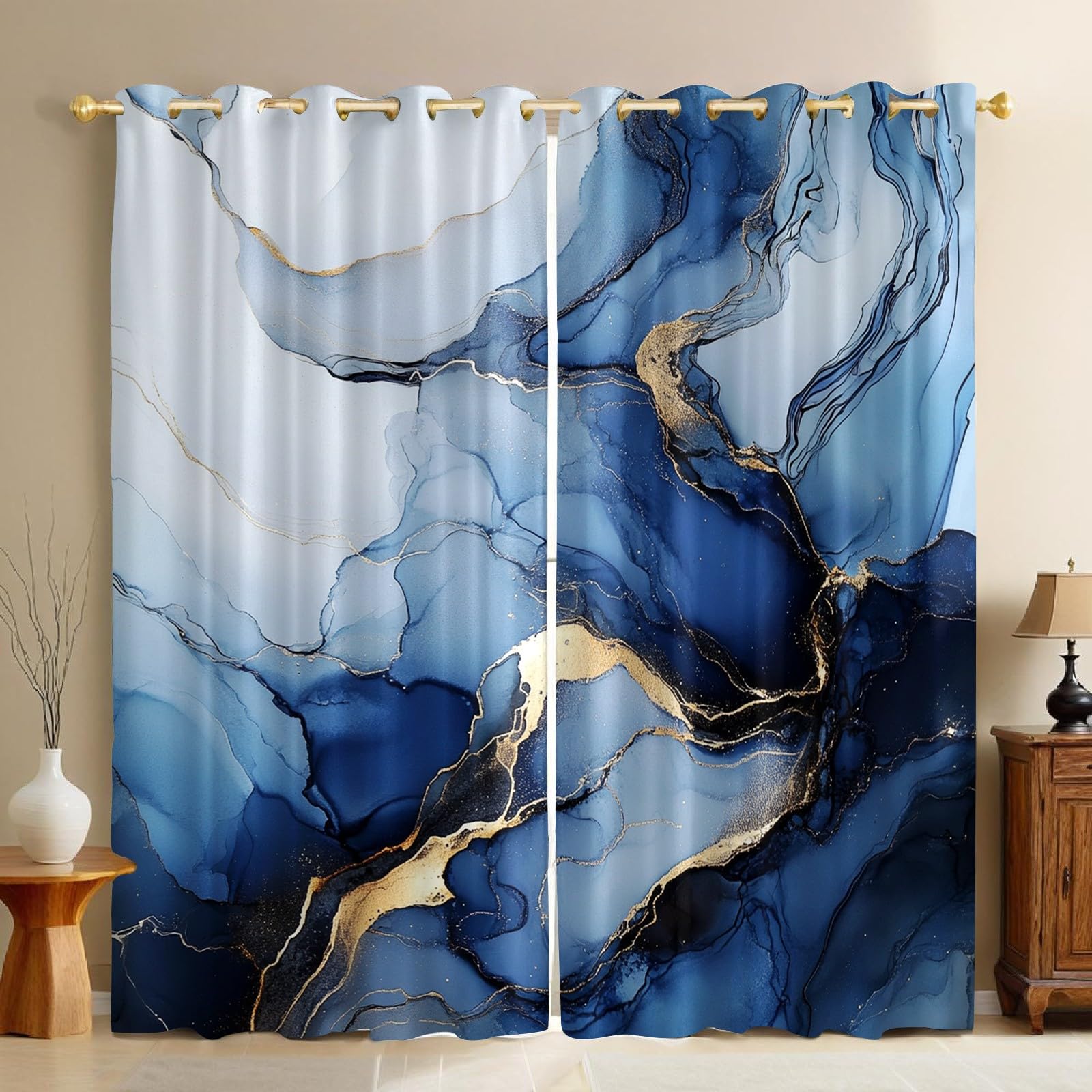 Rideaux occultants pour salon et véranda motif marbre abstrait