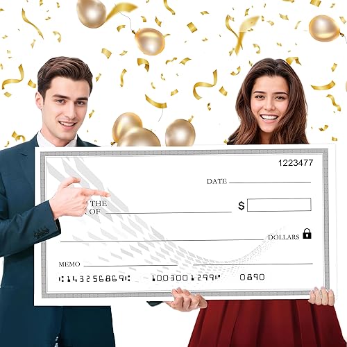 Cheque gigante reutilizable Placa de borrado en seco de gran tamaño de 30 x 16 pulgadas, cheque falso, cheque de donaciones, recaudación de fondos,