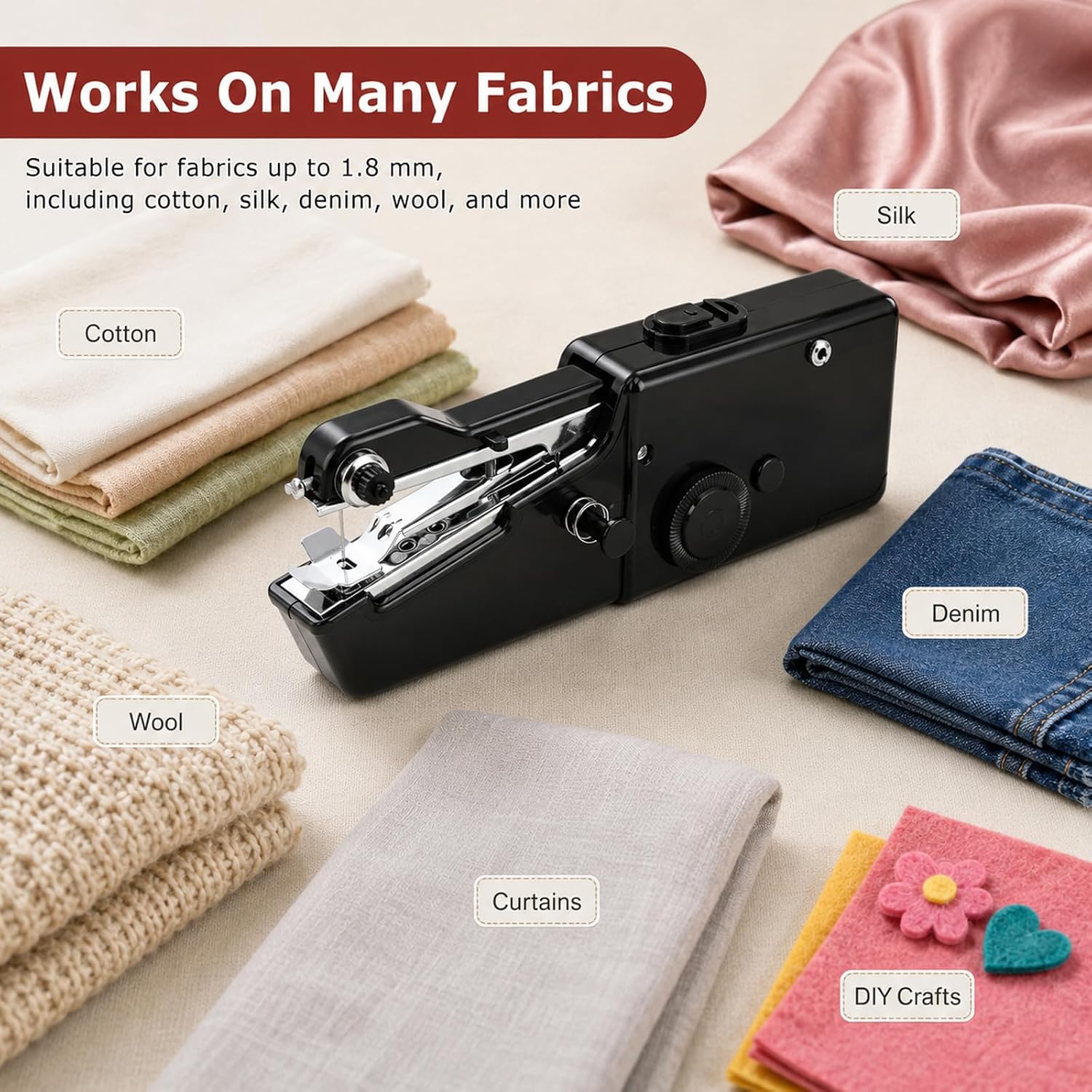 Handheld Sewing Machine, Mini Portable Stitcher for Quick Repairs & Hemming