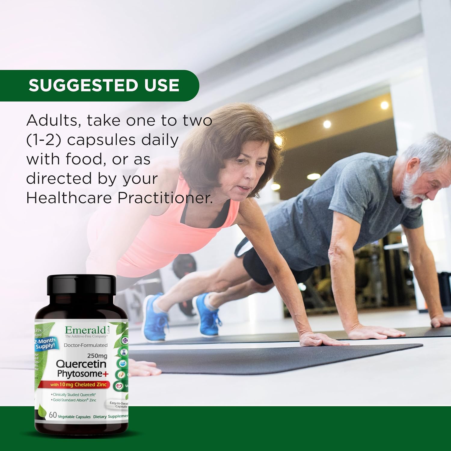 EMERALD LABS Quercetin Phytosome Plus - Vegan Antioxidant & Immune Support Supplement - Contains Quercetin & Zinc - 60 Vegetable Capsules (60-Day Supply)