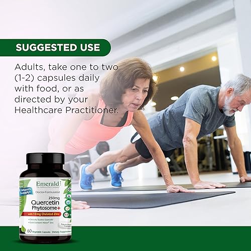 Miniatura 5 de EMERALD LABS Quercetin Phytosome Plus - Suplemento vegano antioxidante y de apoyo inmunológico - Contiene quercetina y zinc - 60 cápsulas vegetales