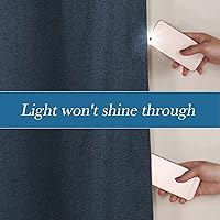 Vista 180 de H.VERSAILTEX Cortinas 100% opacas con aislamiento térmico, texturizadas, de lino, con bloqueo completo de calor y luz, para sala de estar y Negro