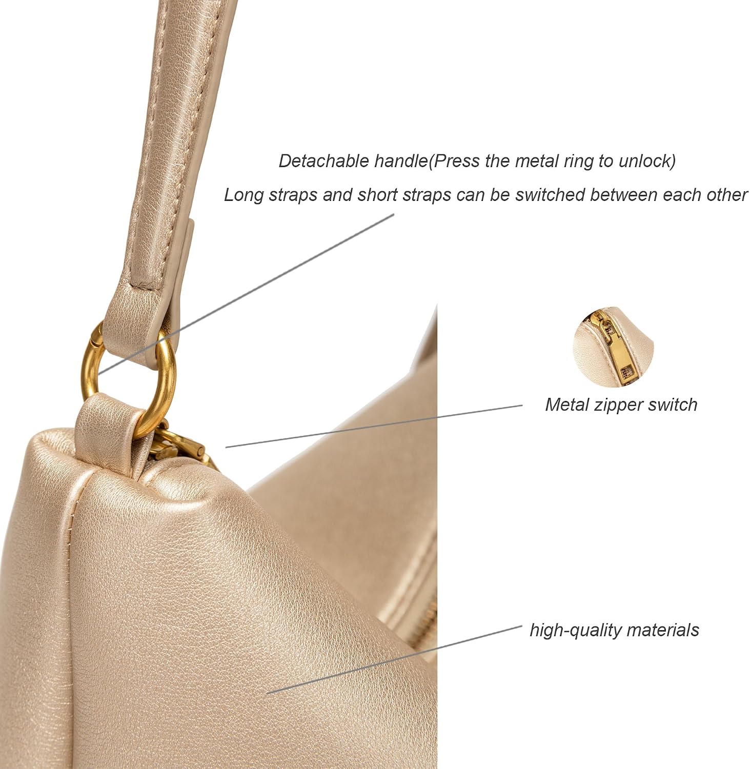 Underarm Shoulder Bag For Women Trendy Ladies Soft Evening Bag Small Crossbody Purse with Adjustable Strap