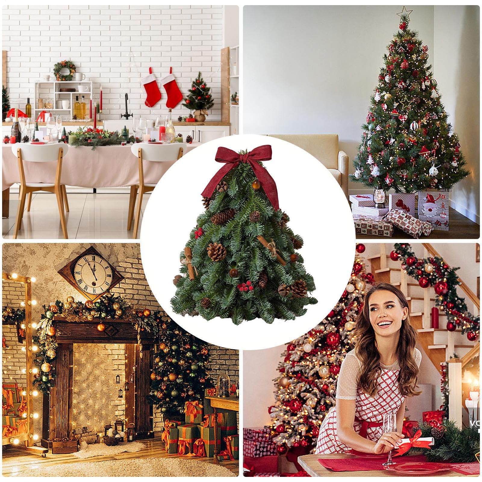 Albero Di Natale Vegetazione Artificiale Realistica | Piccoli Alberi di Natale Decorazione per Tavolo da Pranzo Per Feste Natalizie Esterno Camera Soggiorno Cucina Ufficio