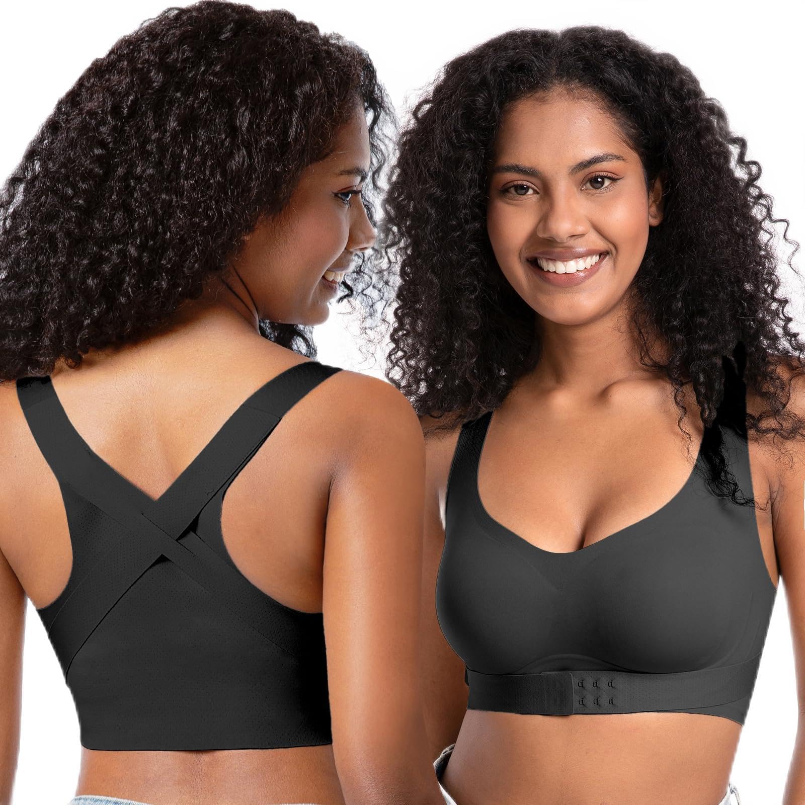 Starmiss Posture Bra for Women Wireless Push Up Bralette Full Coverage Back Support Brasieres