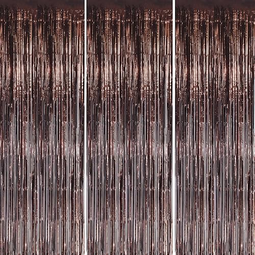 Miniatura 35 de Paquete de 3 Telón de Fondo de Flecos de Papel Aluminio - Cortinas de Oropel Negro Brillante para Decoración de Fiestas/Accesorios de Cabina de