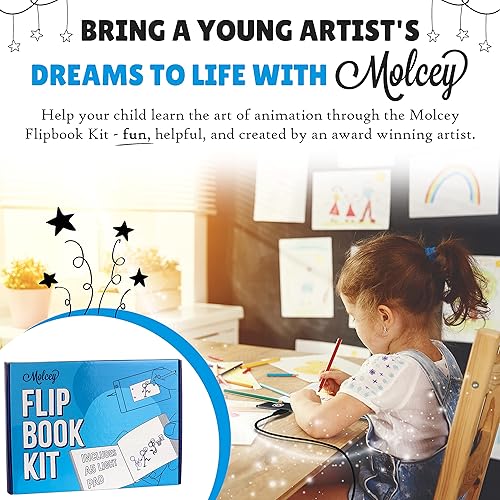 Miniatura 7 de Molcey Kit de libro con almohadilla de luz LED. Incluye kit de animación de iniciación, 240 hojas de papel de animación en blanco e instrucciones