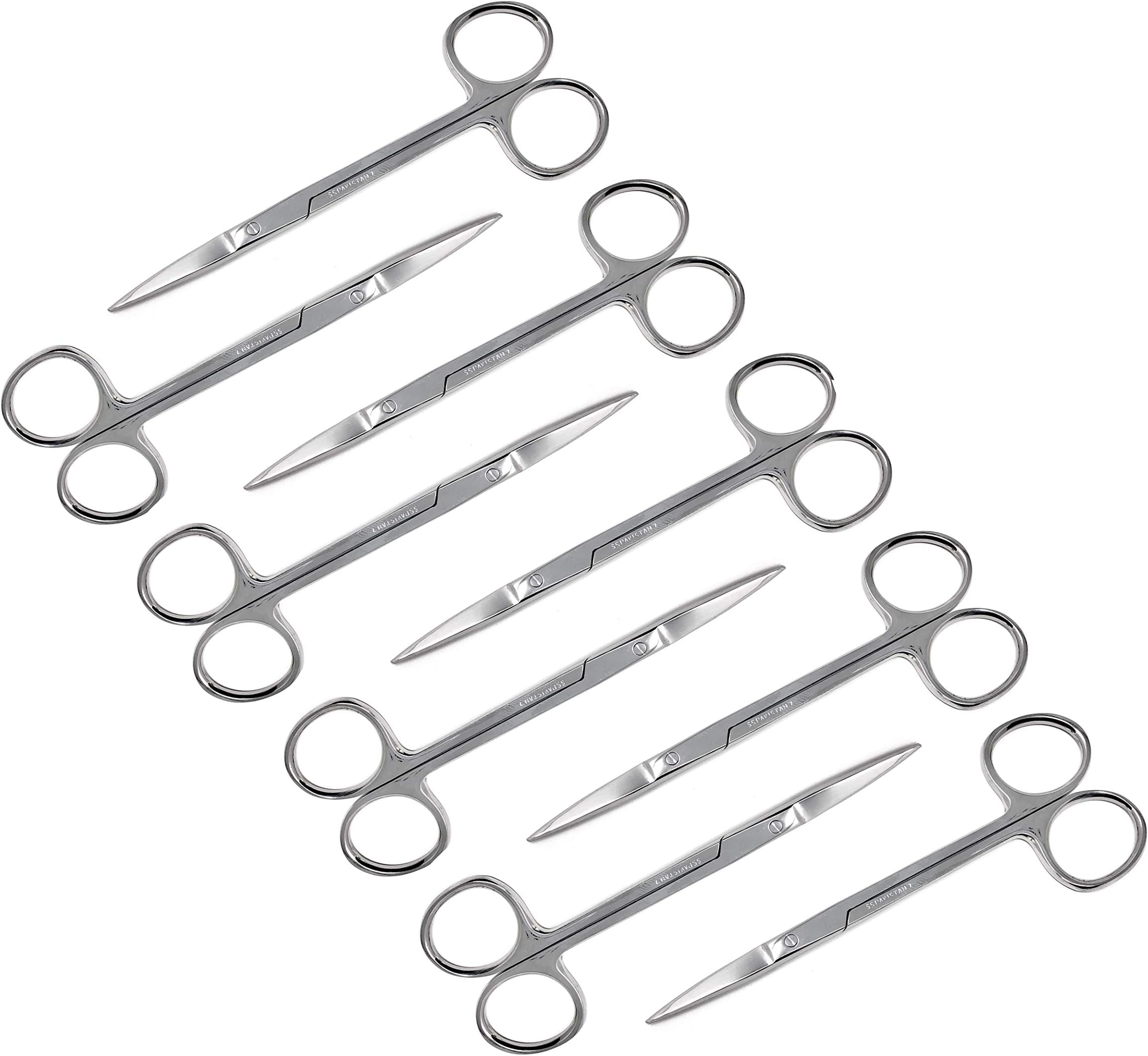 Cynamed Iris Micro Dissecting Precision Lab Scissors, Fine Point Straight - Perfect for Doctors, Nurses, EMS, Students, Education & Training and More (Pack of 10)